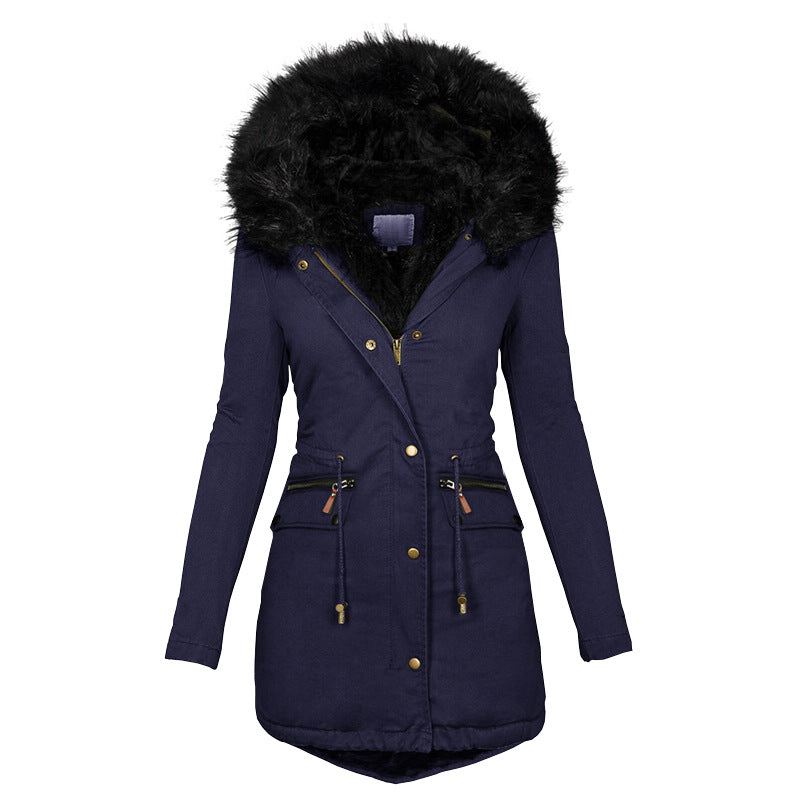 Women'S Plush Hooded Parkas Winter Warm Thick 