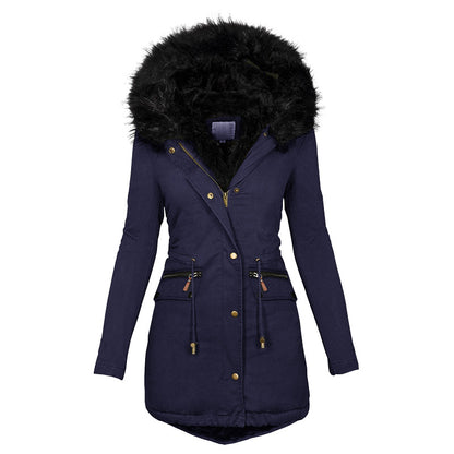 Women'S Plush Hooded Parkas Winter Warm Thick 