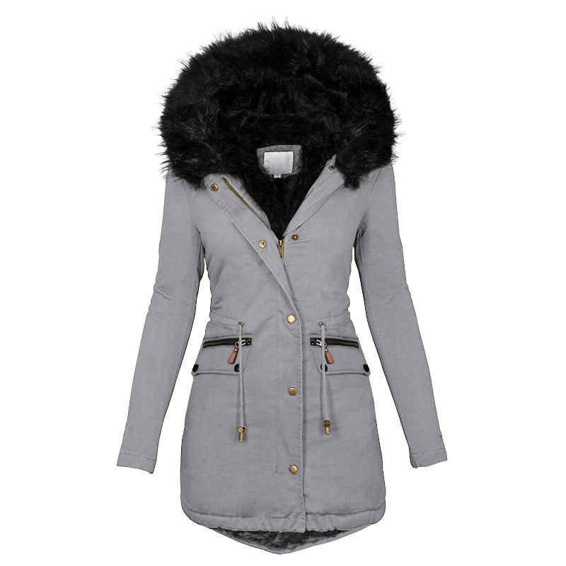 Women'S Plush Hooded Parkas Winter Warm Thick 