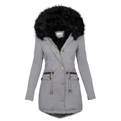 Women'S Plush Hooded Parkas Winter Warm Thick 