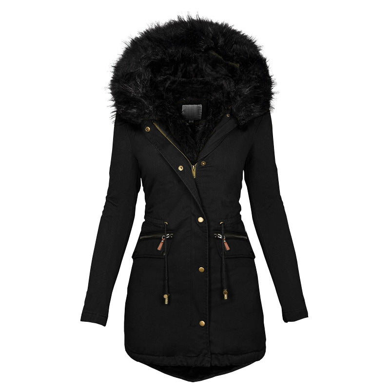 Women'S Plush Hooded Parkas Winter Warm Thick 